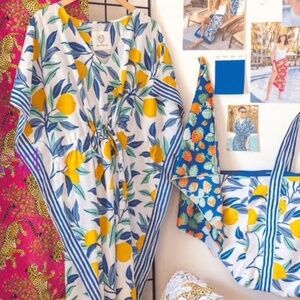 NWT Printfresh Let's Cruise Caftan in Lemon Zest Cloud Size O/S